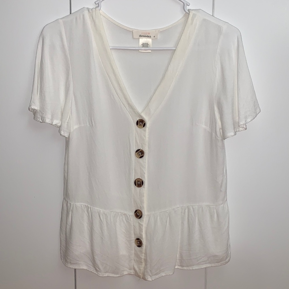 Button Up Peplum Top